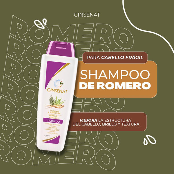 Ginsenat Shampoo de Romero y Ginseng, 22 oz fl, Fórmula Fortalecedora para Cabello Frágil