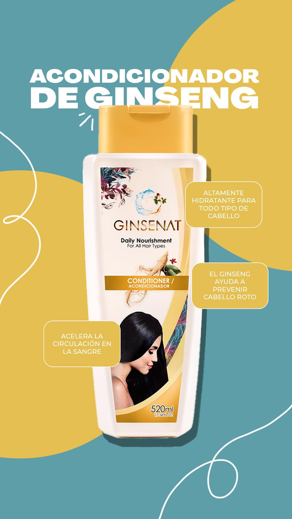 Ginsenat Acondicionador Orgánico con Ginseng y Aloe Vera – 520 ml (17.58 oz fl)