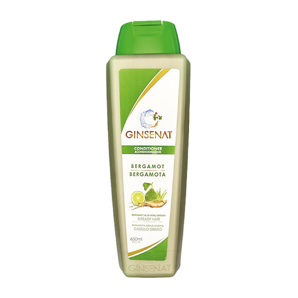 Ginsenat Acondicionador de Bergamota, fórmula con Aloe Vera y Ginseng, para cabello graso, 650 ml