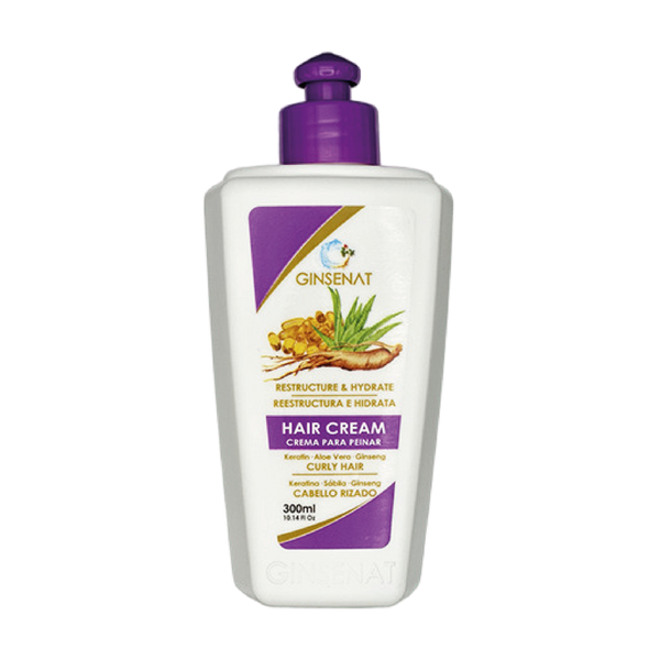 Ginsenat Crema Capilar de Keratina con Ginseng y Aloe Vera para Cabello Rizado – Tratamiento Profesional de Peinado – 300 ml