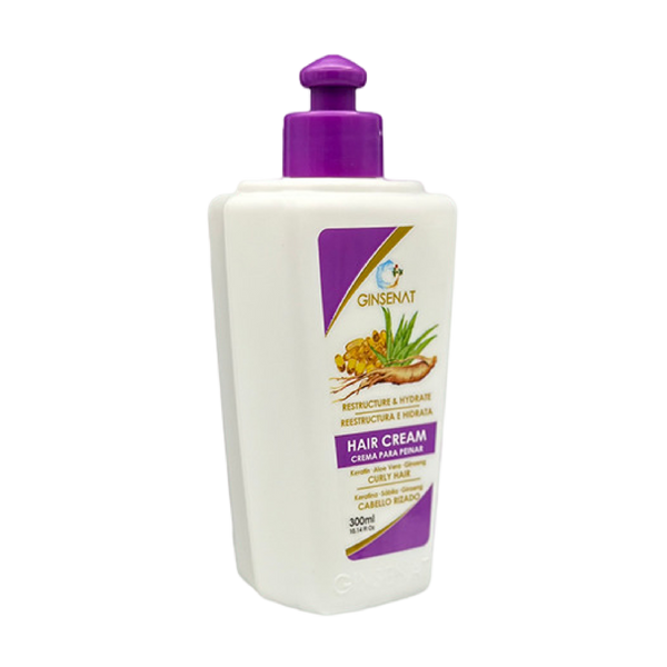 Ginsenat Crema Capilar de Keratina con Ginseng y Aloe Vera para Cabello Rizado – Tratamiento Profesional de Peinado – 300 ml