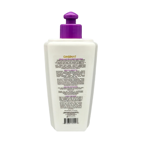 Ginsenat Crema Capilar de Keratina con Ginseng y Aloe Vera para Cabello Rizado – Tratamiento Profesional de Peinado – 300 ml