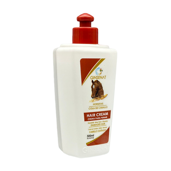 Ginsenat Crema Capilar de Cola de Caballo con Ginseng y Aloe Vera para Cabello Dañado – Tratamiento Profesional de Peinado – 300 ml