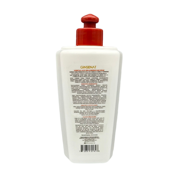 Ginsenat Crema Capilar de Cola de Caballo con Ginseng y Aloe Vera para Cabello Dañado – Tratamiento Profesional de Peinado – 300 ml