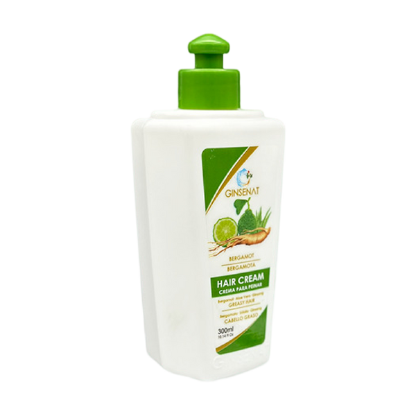 Ginsenat Crema Capilar de Bergamota con Ginseng y Aloe Vera para Cabello Graso – Tratamiento Profesional de Peinado – 300 ml