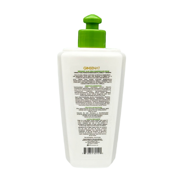 Ginsenat Crema Capilar de Bergamota con Ginseng y Aloe Vera para Cabello Graso – Tratamiento Profesional de Peinado – 300 ml