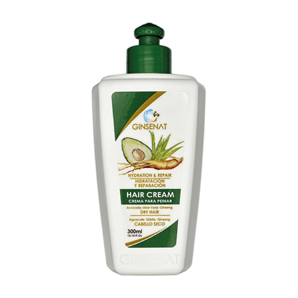 Ginsenat Crema Capilar de Aguacate con Ginseng y Aloe Vera para Cabello Seco– Tratamiento Profesional de Peinado – 300 ml