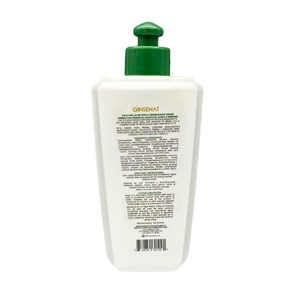 Ginsenat Crema Capilar de Aguacate con Ginseng y Aloe Vera para Cabello Seco– Tratamiento Profesional de Peinado – 300 ml