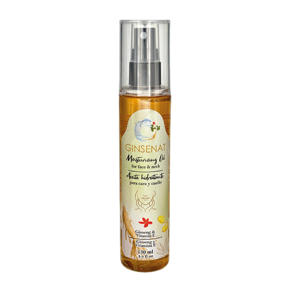 Ginsenat Aceite de Vitamina E Hidratante para Cara y Cuello– Retarda el envejecimiento –  Protege contra rayos solares - Regenera y Cicatriza los Tejidos de la Piel - 130 ml (4.4 oz fl)