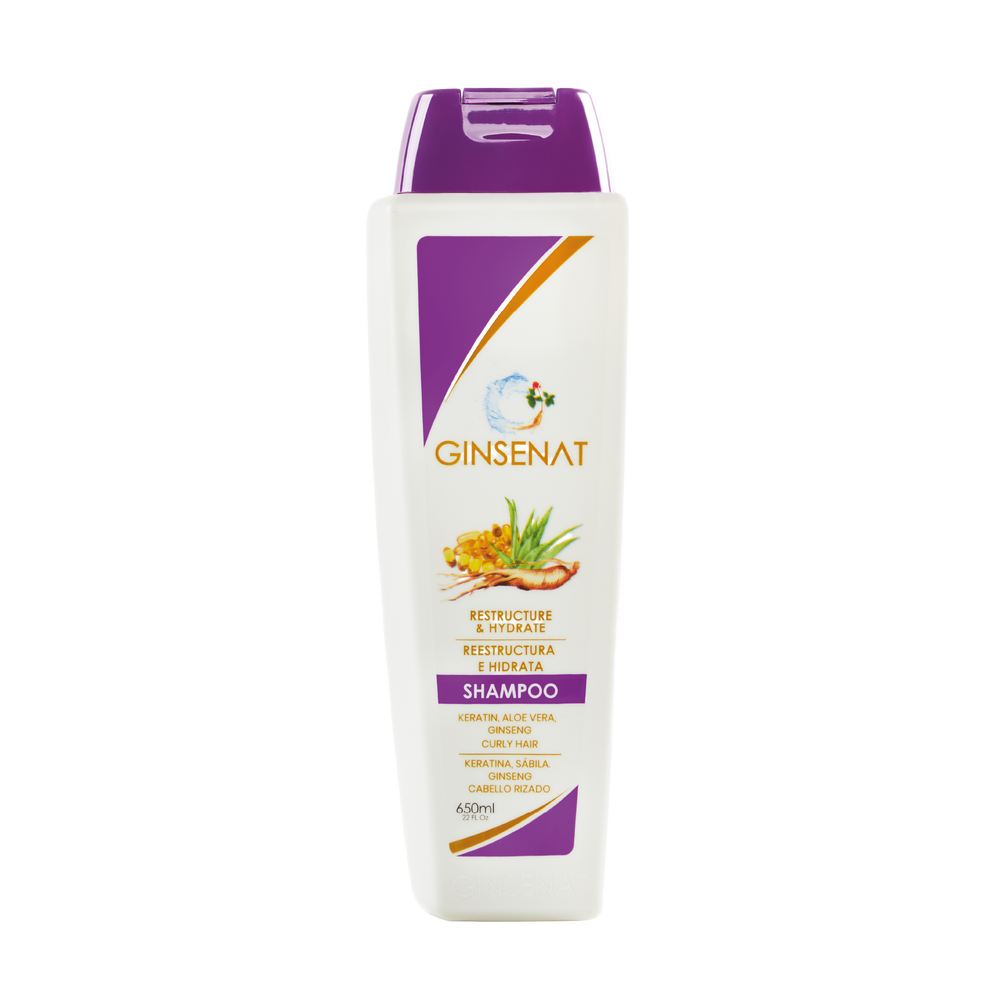 Ginsenat Shampoo de Keratina para Cabello Rizado, 22 oz fl, Fórmula con Ginseng y Aloe Vera