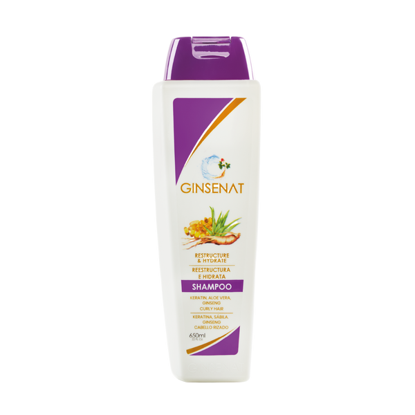 Ginsenat Shampoo de Keratina para Cabello Rizado, 22 oz fl, Fórmula con Ginseng y Aloe Vera
