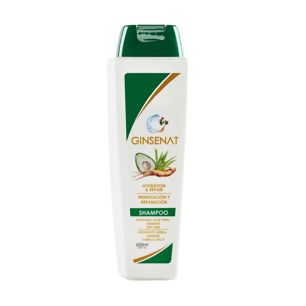 Ginsenat Shampoo de Ginseng y Aguacate para Cabello Seco – Hidratación Profunda y Reparación – 22 oz fl