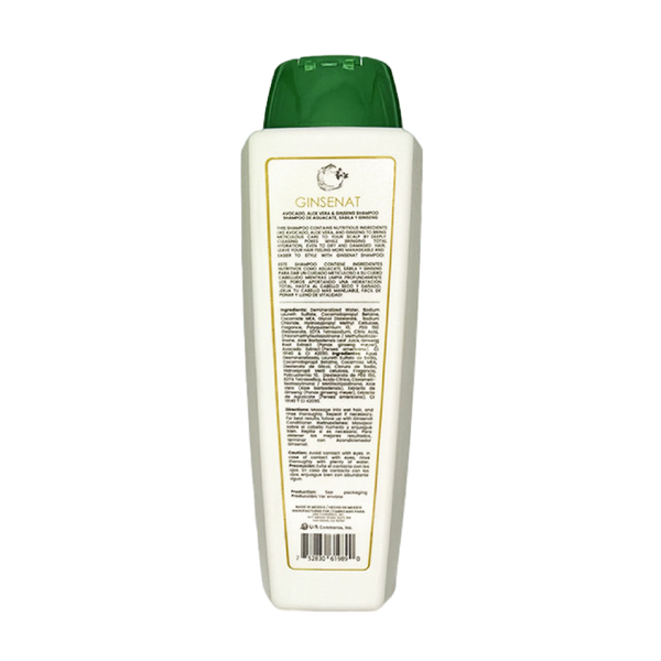 Ginsenat Shampoo de Ginseng y Aguacate para Cabello Seco – Hidratación Profunda y Reparación – 22 oz fl