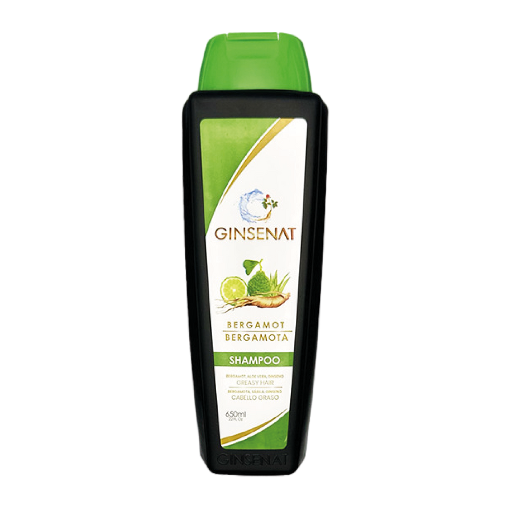 Ginsenat Shampoo de Bergamota, fórmula con Aloe Vera y Ginseng, para cabello graso, 650 ml