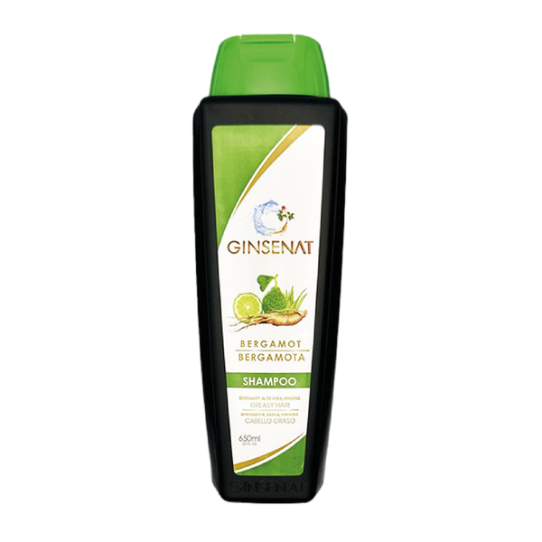 Ginsenat Shampoo de Bergamota, fórmula con Aloe Vera y Ginseng, para cabello graso, 650 ml