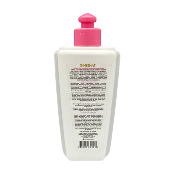 Ginsenat Crema Capilar  con Ceramidas, 10.14 oz fl, Blanca, Acondicionador Hidratante para Todo Tipo de Cabello