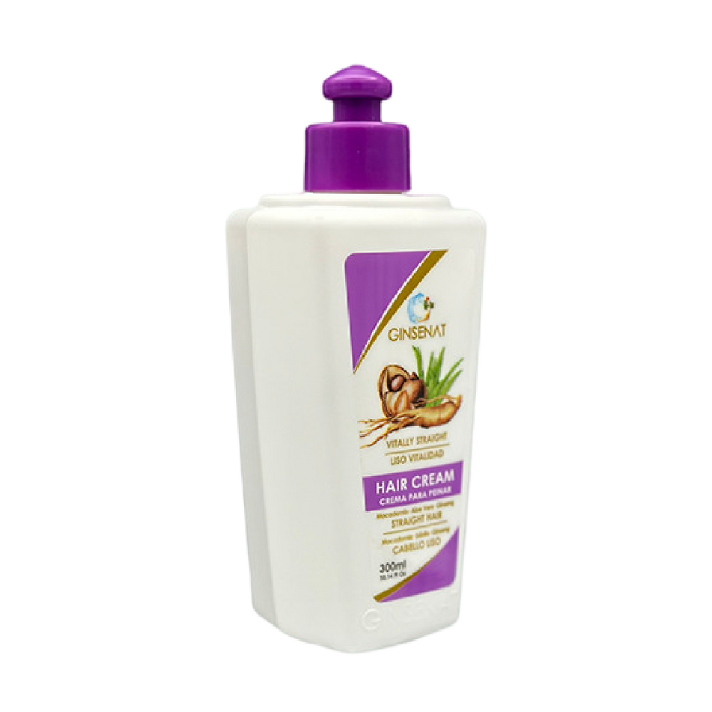 Ginsenat Crema Capilar de Macadamia con Ginseng y Aloe Vera para Cabello Lacio – Tratamiento Profesional de Peinado – 300 ml