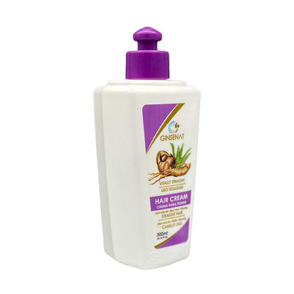 Ginsenat Crema Capilar de Macadamia con Ginseng y Aloe Vera para Cabello Lacio – Tratamiento Profesional de Peinado – 300 ml