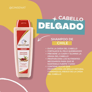 Ginsenat Shampoo de Chile, 22 oz fl – Shampoo con Ginseng y Chile para Cabello Fino – Fortalece las Raíces y Promueve el Crecimiento – Fórmula Unisex