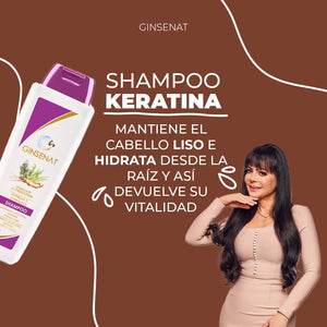 Ginsenat Shampoo de Keratina para Cabello Rizado, 22 oz fl, Fórmula con Ginseng y Aloe Vera